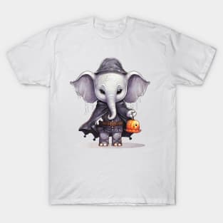 Cartoon African Elephant  in Dracula Costume T-Shirt